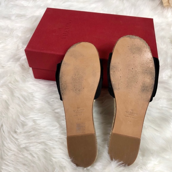 Valentino Garaavani Bow Sandal Shoes Black Suede - Picture 4 of 6